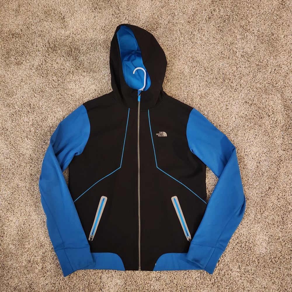 The North Face Men's Black and Blue Hooded Jacket